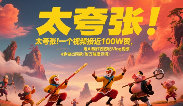 太夸张！一个视频接近100W赞，用AI制作西游记Vlog视频，全流程拆解来了(附万能提示词)-AI学习资源网