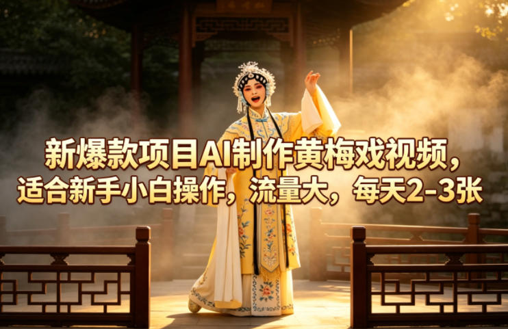 新爆款项目AI制作黄梅戏视频，适合新手小白操作，流量大，每天2-3张-AI学习资源网