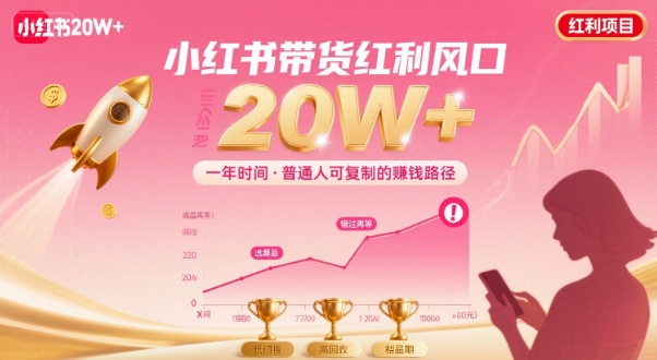 一年时间靠小红书带货项目年入20w+，最不能错的大红利项目-AI学习资源网