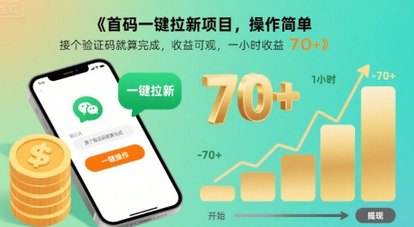 首码一键拉新项目，操作简单，接个验证码就算完成，收益可观， 一小时收益70+【揭秘】-AI学习资源网