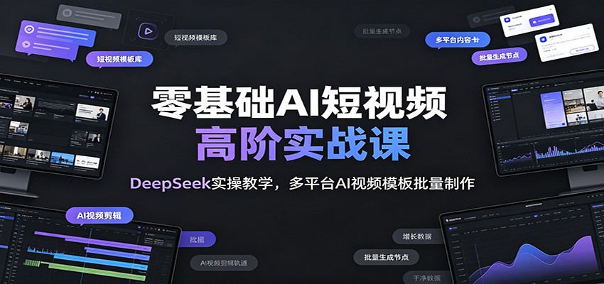 零基础AI短视频高阶实战课：DeepSeek实操教学，多平台AI视频模板批量制作-AI学习资源网