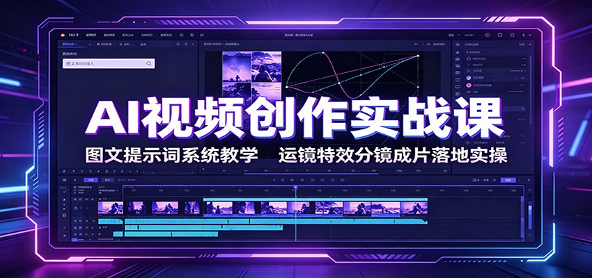 AI视频创作实战课:图文提示词系统教学,运镜特效分镜成片落地实操-AI学习资源网