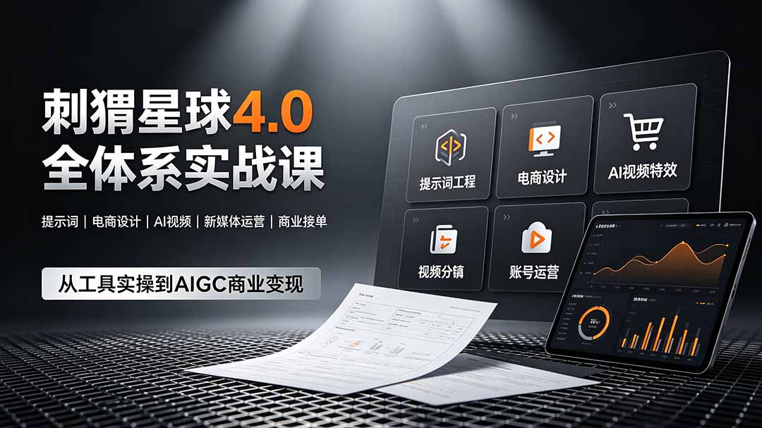 刺猬星球4.0全体系实战课，覆盖提示词工程、电商设计、AI视频特效与新媒体运营，一站式掌握AIGC商业核心技能-AI学习资源网