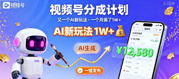 视频号分成计划：又一个AI新玩法，一个月搞了1W+，纯AI生成，一键发布即可-AI学习资源网