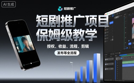 短剧推广项目保姆级教学，授权、收益、流程、剪辑，发布等全流程-AI学习资源网