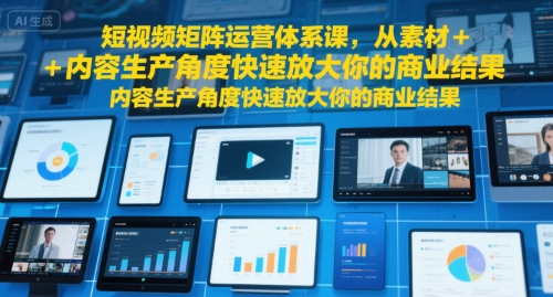 短视频矩阵运营体系课，从素材+内容生产角度快速放大你的商业结果-AI学习资源网