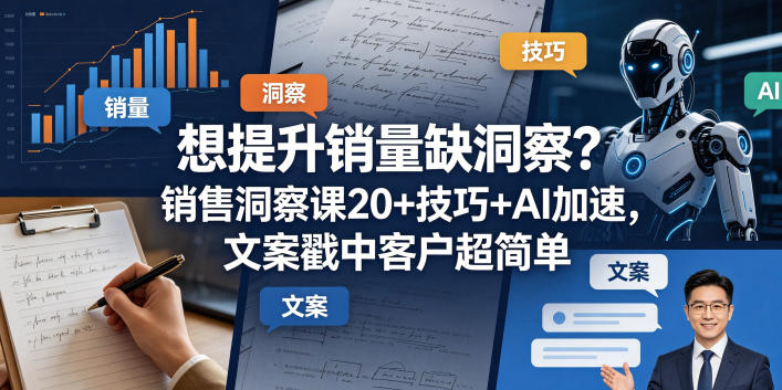 想提升销量缺洞察？销售洞察课20+技巧+AI加速，文案戳中客户超简单【原创双语字幕】-AI学习资源网