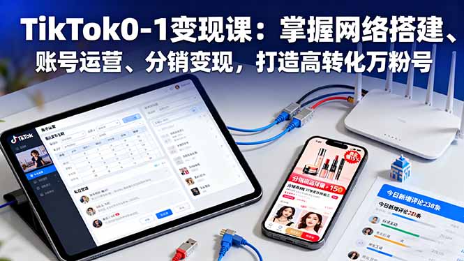 TikTok0-1变现课：掌握网络搭建、账号运营、分销变现，打造高转化万粉号-AI学习资源网