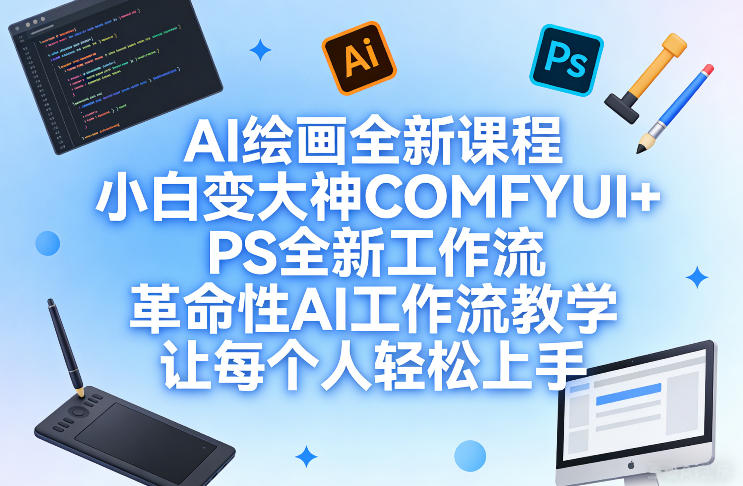 AI绘画全新课程,小白变大神COMFYUI+PS全新工作流,革命性AI工作流教学,让每个人轻松上手-AI学习资源网
