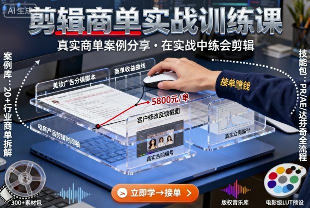 剪辑商单实战训练课，真实商单案例分享，在实战中练会剪辑-AI学习资源网