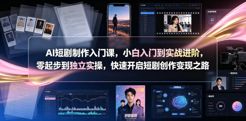 AI短剧制作入门课,小白入门到实战进阶,零起步到独立实操,快速开启短剧创作变现之路-AI学习资源网