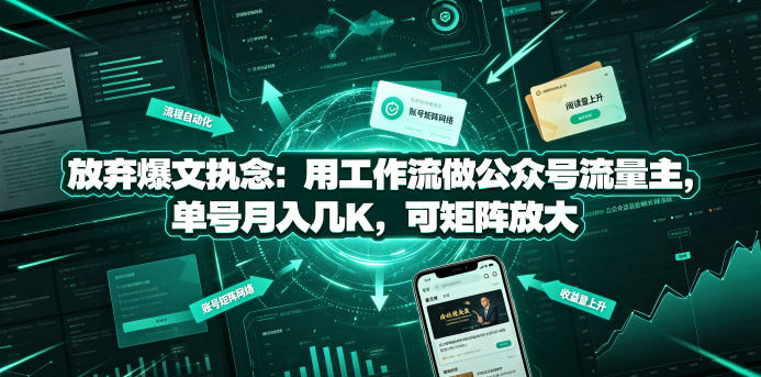 放弃爆文执念：用工作流做公众号流量主，单号月入几K，可矩阵放大-AI学习资源网