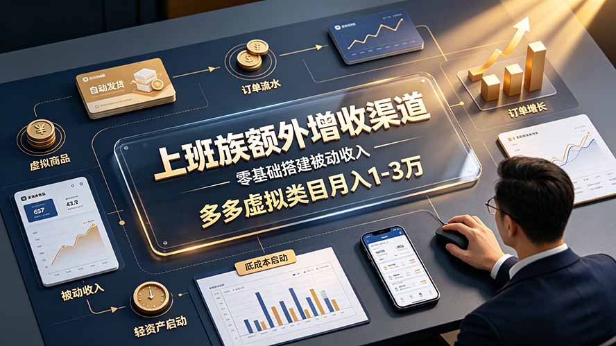上班族额外增收渠道,零基础搭建被动收入,多多虚拟类目月入 1-3 万-AI学习资源网