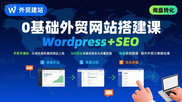 WordPress外贸建站+SEO优化课程，手把手教你从0到1搭建可获得询盘的外贸网站-AI学习资源网