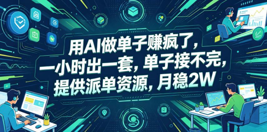 用AI做单子賺疯了，一小时出一套，单子接不完，提供派单资源，月稳2W【揭秘】-AI学习资源网