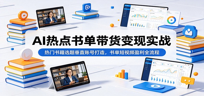 AI热点书单带货变现实战：热门书籍选题垂直账号打造，书单短视频盈利全流程-AI学习资源网