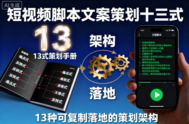 短视频脚本文案策划十三式，13种可复制落地的策划架构-AI学习资源网
