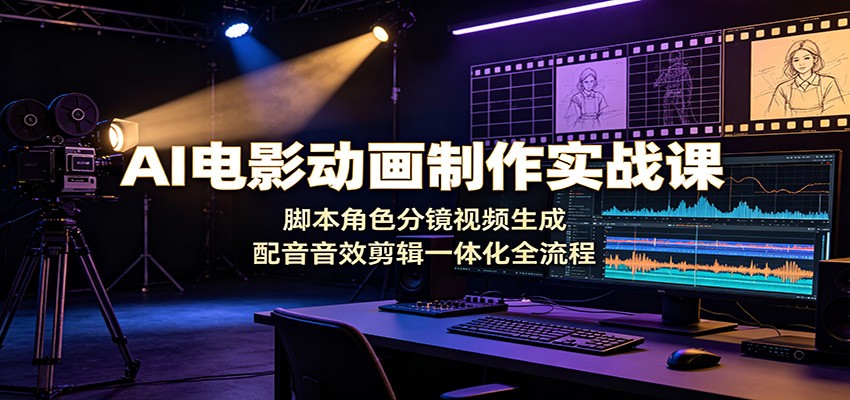 AI电影动画制作实战课：脚本角色分镜视频生成，配音音效剪辑一体化全流程-AI学习资源网