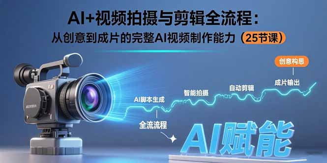 AI+视频拍摄与剪辑全流程：从创意到成片的完整AI视频制作能力(25节课-AI学习资源网