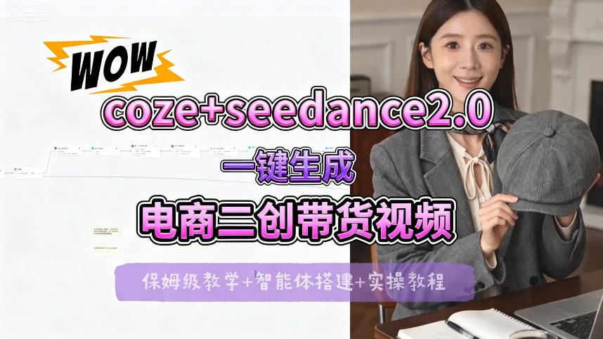 【Coze工作流搭建实操教程】seedance2.0+coze一键生成电商二创带货视频，全流程保姆级教学-AI学习资源网