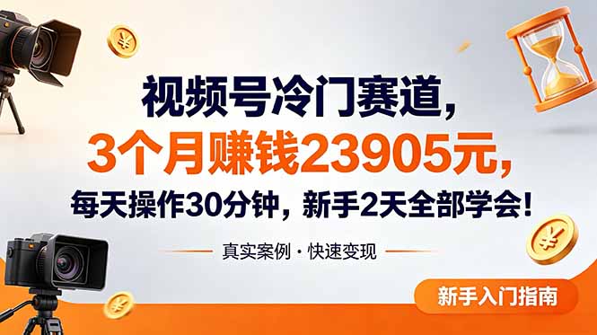 视频号冷门赛道，3个月变现23905元，新手2天学会 每天操作30分钟！-AI学习资源网