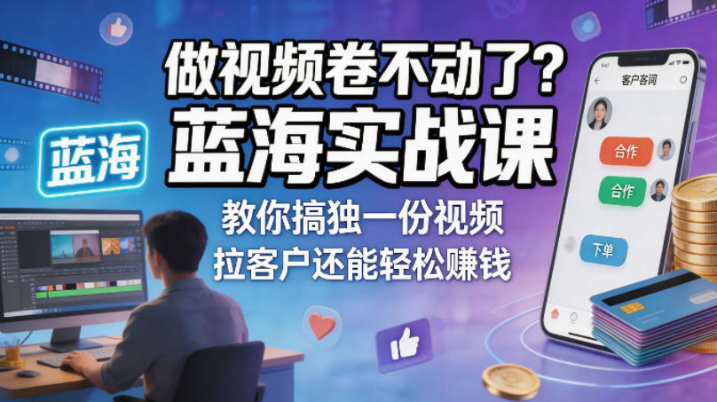 做视频卷不动了？蓝海实战课教你搞独一份视频，拉客户还能轻松賺钱！【原创双语字幕】-AI学习资源网