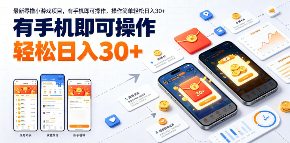 最新零撸小游戏项目，有手机即可操作，操作简单轻松日入30+-AI学习资源网
