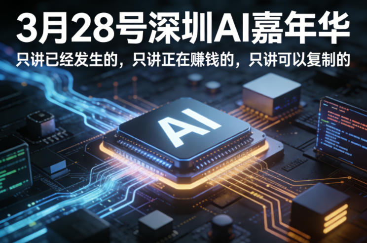 3月28号深圳AI嘉年华，只讲已经发生的，只讲正在賺钱的，只讲可以复制的-AI学习资源网