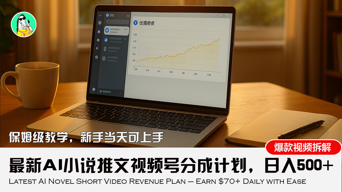 最新AI小说推文视频号分成计划，新手小白也能当天日入500+教程-AI学习资源网