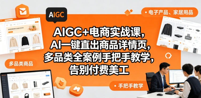 AIGC+电商实战课，AI一键直出商品详情页，多品类全案例手把手教学，告别付费美工(更新)-AI学习资源网