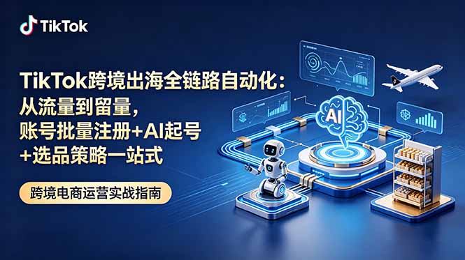 TikTok跨境出海全链路自动化：从流量到留量，账号批量注册+AI起号+选品策略一站式-AI学习资源网