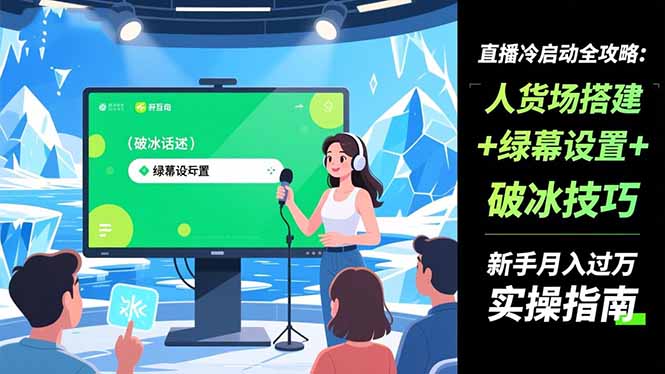 直播冷启动全攻略:人货场搭建+绿幕设置+破冰技巧，新手月入过万实操指南-AI学习资源网