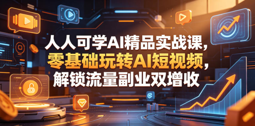 人人可学AI精品实战课,零基础玩转AI短视频,解锁流量副业双增收-AI学习资源网