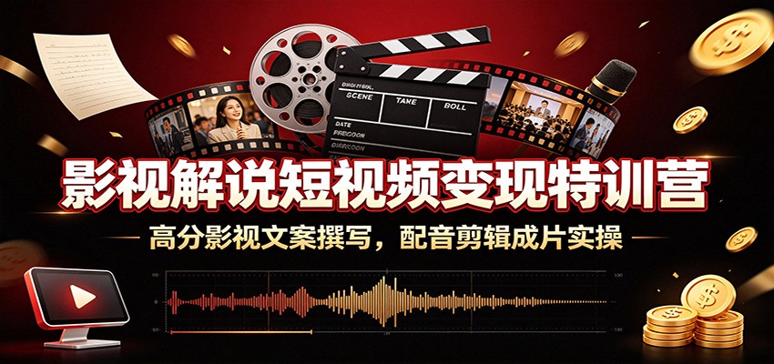 影视解说短视频变现特训营：高分影视文案撰写，配音剪辑成片实操-AI学习资源网