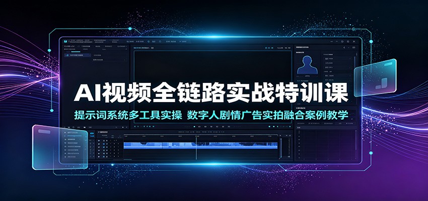 AI视频全链路实战特训课:提示词系统多工具实操,数字人剧情广告实拍融合案例教学-AI学习资源网