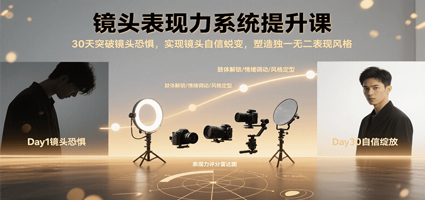 镜头表现力系统提升课，30天突破镜头恐惧实现自信蜕变，塑造独一无二表现风格-AI学习资源网