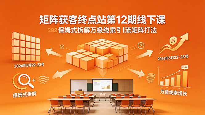 矩阵获客终点站第12期线下课 2026年5月22-23号 保姆式拆解万级线索引流矩阵打法-AI学习资源网