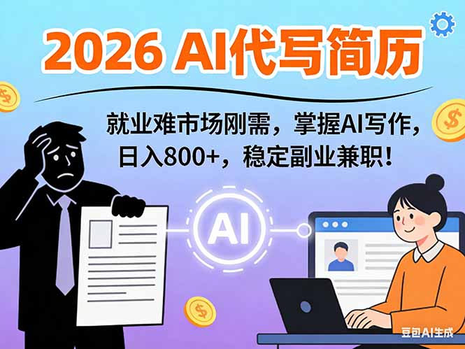 AI代写简历，超暴利，用万能模板月入1-3万实战教程，2026年市场刚需！-AI学习资源网
