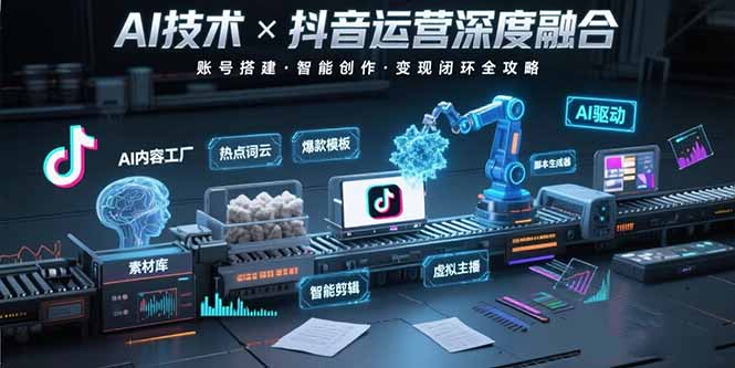 AI技术与抖音运营的深度融合应用：涵盖账号搭建、内容创作、收益变现等-AI学习资源网