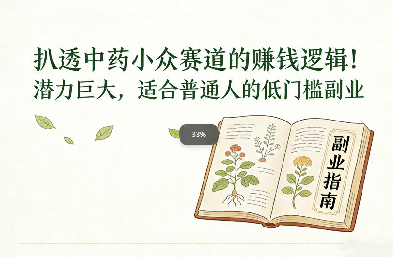 扒透中药小众赛道的賺米逻辑，潜力巨大，适合普通人的低门槛副业-AI学习资源网