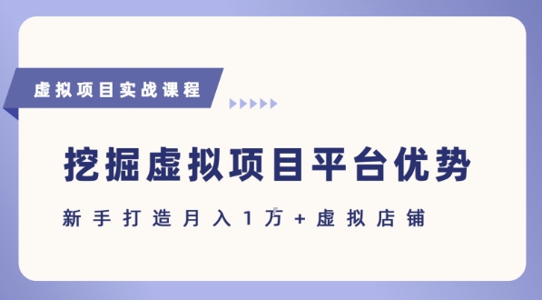 抓住虚拟项目各平台优势，新手轻松月入1W+(给出具体建议)-AI学习资源网