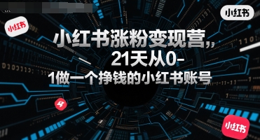 小红书涨粉变现营，21天从0-1做一个挣钱的小红书账号-AI学习资源网