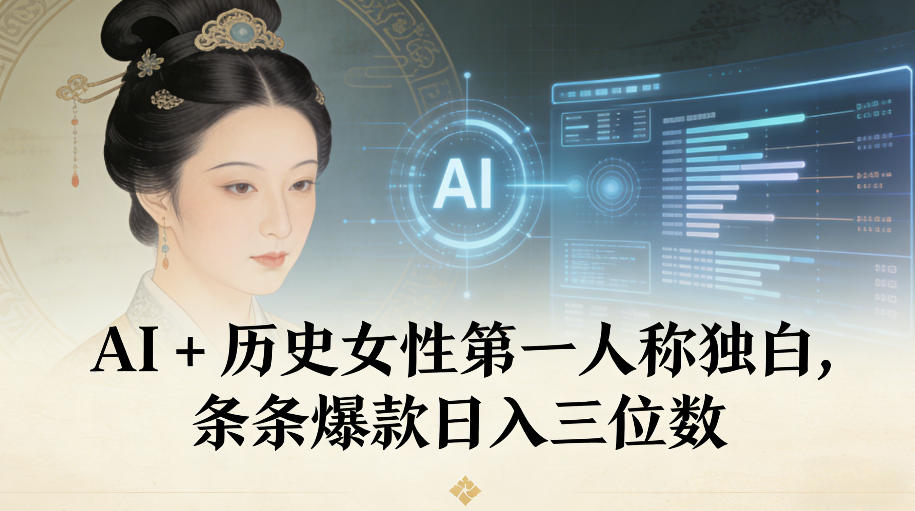 AI+历史女性第一人称独白，条条爆款日入三位数-AI学习资源网