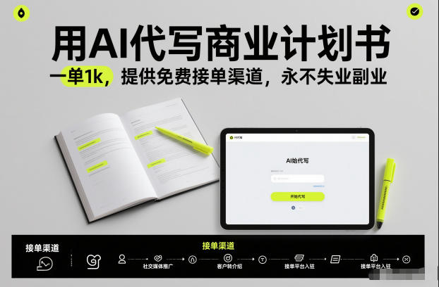 用AI代写商业计划书，一单1k，提供免费接单渠道，永不失业副业-AI学习资源网