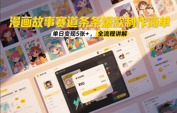 漫画故事赛道条条爆款制作简单，单日变现5张+，全流程讲解-AI学习资源网