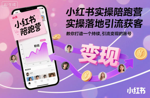 小红书实操陪跑营，实操落地引流获客，教你打造一个持续引流变现的账号-AI学习资源网