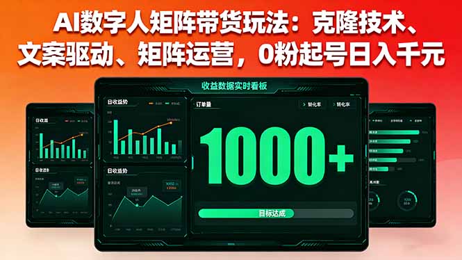 AI数字人矩阵带货玩法：克隆技术、文案驱动、矩阵运营，0粉起号日入千元-AI学习资源网