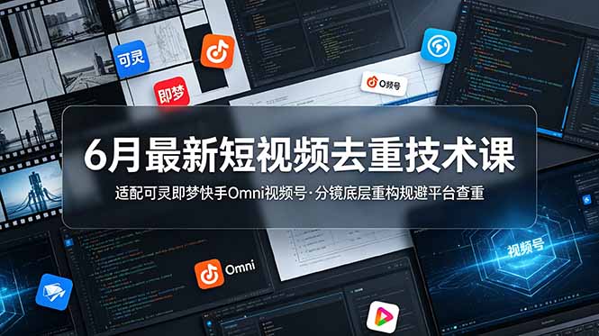 6月最新短视频去重技术课，适配可灵即梦快手Omni视频号，分镜底层重构规避平台查重-AI学习资源网