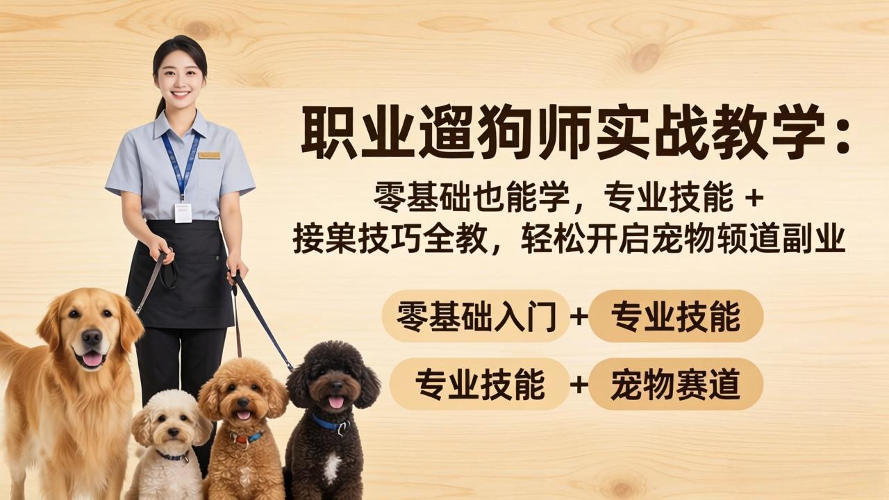 职业遛狗师实战教学：零基础也能学，专业技能 + 接单技巧全教，轻松开启宠物赛道副业-AI学习资源网