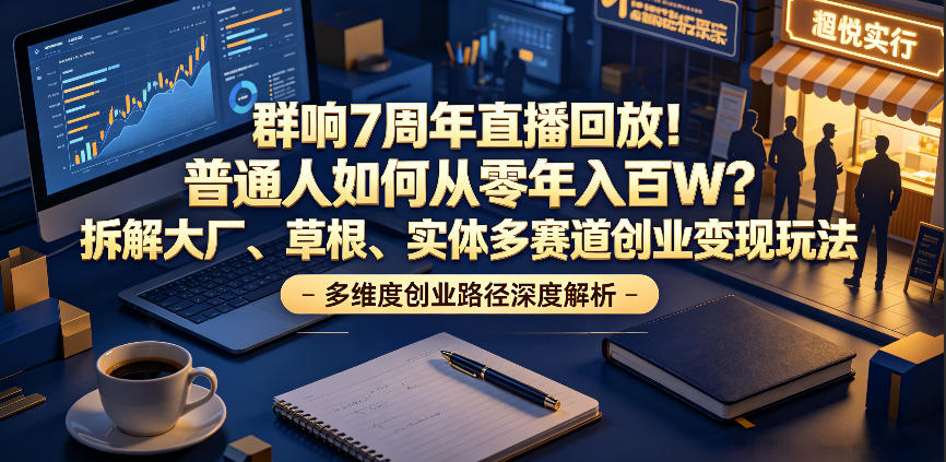 群响7周年直播回放！普通人如何从零年入百W？拆解大厂、草根、实体多赛道创业变现玩法-AI学习资源网